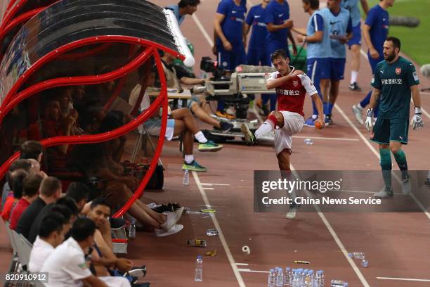 Mesut Ozil of Arsenal reacts during a friendly match between Chelsea and Arsenal at Birds Nest on July 22, 2017 in Beijing, China.