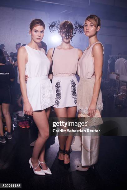 Models are seen backstage ahead of the ‘Julia Koerner’ Show at the 3D Fashion Presented By Lexus/Voxelworld show during Platform Fashion July 2017 at...