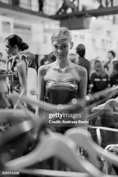 Model is seen backstage ahead of the 3D Fashion Presented By Lexus/Voxelworld show during Platform Fashion July 2017 at Areal Boehler on July 22,...