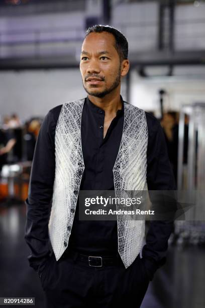 Model is seen backstage ahead of the ‘Julia Koerner’ show at the 3D Fashion Presented By Lexus/Voxelworld show during Platform Fashion July 2017 at...