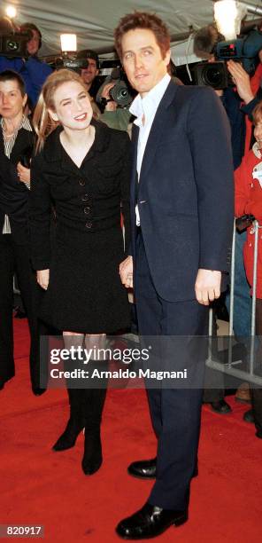 Actress Renee Zellweger and actor Hugh Grant attend the premiere of "Bridget Jone's Diary" April 2, 2001 in New York City.