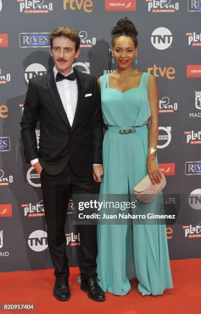 Montse Pla and Victor Clavijo attend the 'Platino Awards 2017' photocall at La Caja Magica on July 22, 2017 in Madrid, Spain.