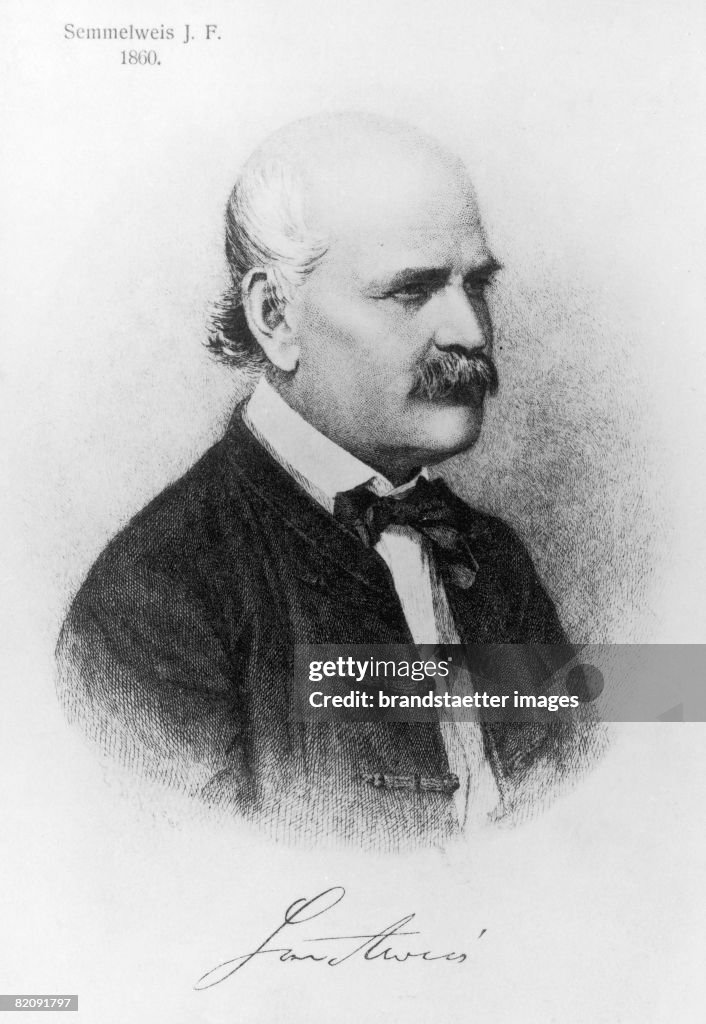 Portrait Ignaz Philipp Semmelweis, Engraving by E, Dopy, 1860