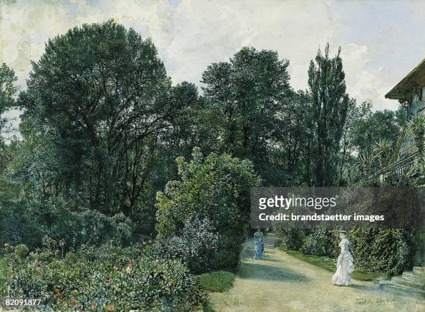 The Boardwalk in Teplitz Watercolour, Superscribed: "R Alt" and " Teplitz Aug__876",Inv National Collection for Graphics, Munich [Die Kurpromenade in...
