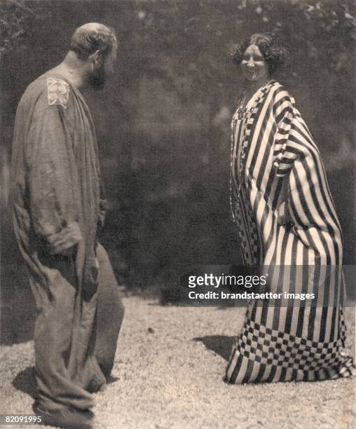 Gustav Klimt and Emilie Fl?ge in the garden of his studio in the eighth district of Vienna, Josefstaedter Stra?e 21, Photography by Moritz N?hr,...