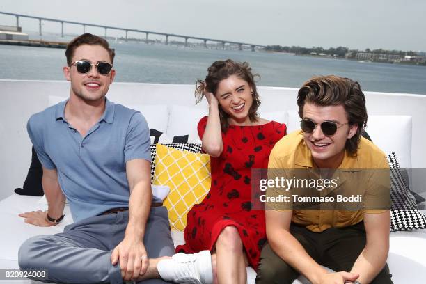 Actors Dacre Montgomery, Natalia Dyer and Joe Keery on the #IMDboat at San Diego Comic-Con 2017 at The IMDb Yacht on July 22, 2017 in San Diego,...