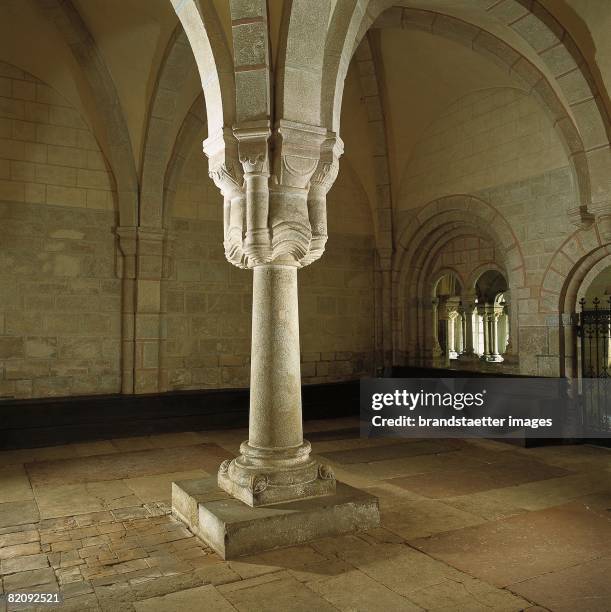 Gothic column in the chapter house of the monastery in Zwettl in the Austrian Waldviertel, Constructed in the 12th century, Photograph, Around 2004...