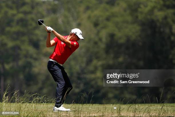 Richy Werenski of the United States plays his shot from the fifth tee during the third round of the Barbasol Championship at the Robert Trent Jones...