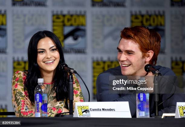 Camila Mendes and K.J. Apa attend "Riverdale" special video presentation and Q+A during Comic-Con International 2017 at San Diego Convention Center...