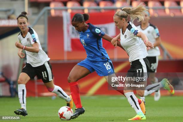 Viktoria Schnaderbeck of Austria women, Marie-Laure Delie of France women, Sarah Puntigam of Austria women during the UEFA WEURO 2017 Group C group...