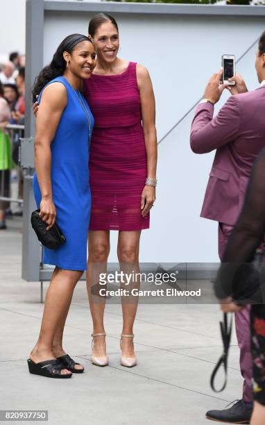 Maya Moore of the Minnesota Lynx and Rebecca Lobo of ESPN pose for a photo during the WNBA All-Star Welcome Reception Presented by Visit Seattle as...