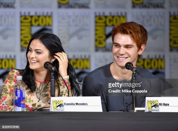 Camila Mendes and K.J. Apa attend "Riverdale" special video presentation and Q+A during Comic-Con International 2017 at San Diego Convention Center...