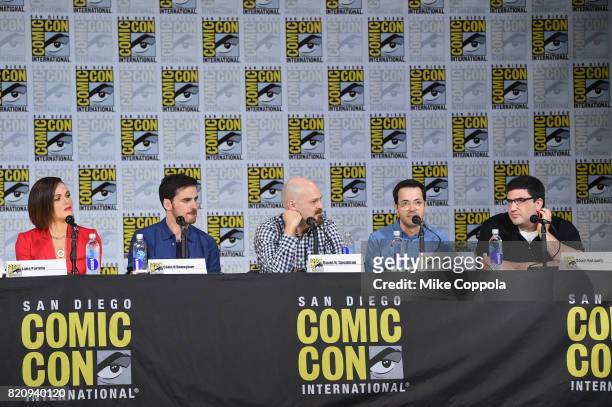 Actors Lana Parrilla and Colin O'Donoghue, writer/producers David H. Goodman, Edward Kitsis and Adam Horowitz attend ABC's "Once Upon A Time" panel...