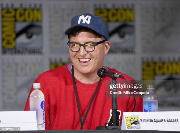 Writer Roberto Aguirre-Sacasa speaks onstage at "Riverdale" special video presentation and Q+A during Comic-Con International 2017 at San Diego...