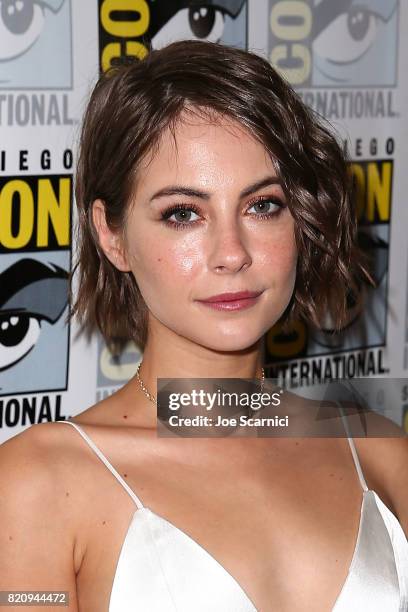 Willa Holland arrives at the "Arrow" press line at Comic-Con International 2017 on July 22, 2017 in San Diego, California.