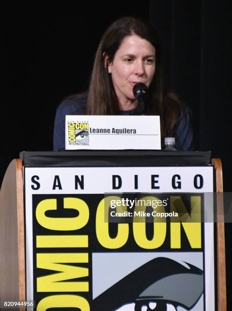 Moderator Leanne Aquilera speaks onstage at "Riverdale" special video presentation and Q+A during Comic-Con International 2017 at San Diego...