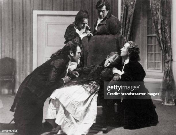Wilhelm Dieterle, Lina Lossen, Raul Lange, Hermann Thimig and Helene Thimig in "Clavigo" by Johann Wolfgang von Goethe, Photograph by Bruno...