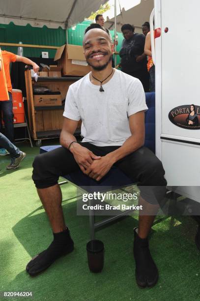 Rapper KAMAU poses backstage at OZY FEST 2017 Presented By OZY.com at Rumsey Playfield on July 22, 2017 in New York City.