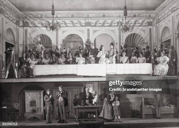 Scene of "Zu ebener Erde und erster Stock" by Johann Nestroy, Burgtheater, Vienna, Photograph by Atelier Dietrich, 1927 [Zu ebener Erde und erster...