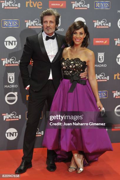 Nerea Garmendia and Jesus Olmedo attend the 'Platino Awards 2017' photocall at La Caja Magica on July 22, 2017 in Madrid, Spain.