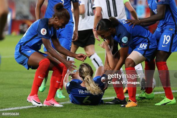 Grace Geyoro of France women, Amandine Henry of France women, Marie-Laure Delie of France women during the UEFA WEURO 2017 Group C group stage match...