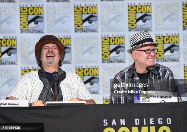 Directors David Silverman and Mike B. Anderson attend "The Simpsons" panel during Comic-Con International 2017 at San Diego Convention Center on July...