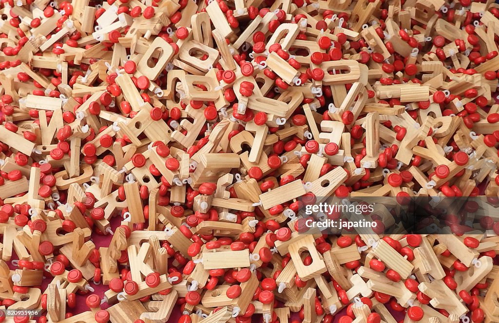 Wood letters on sale at street stall