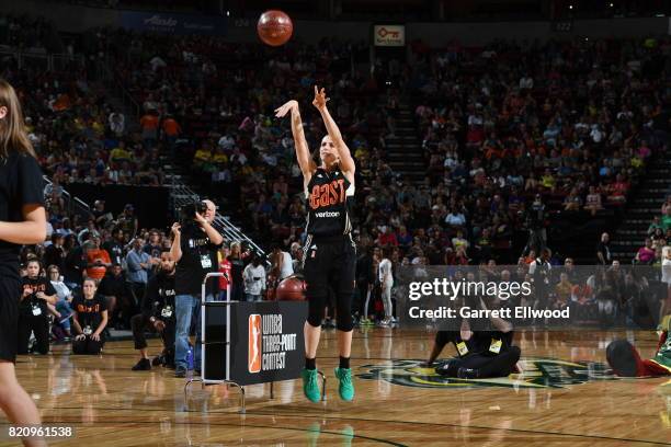 Allie Quigley of the Eastern Conference All-Stars shoots during the three-point contest as part of the Verizon WNBA All-Star Game 2017 at KeyArena on...