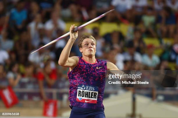 Thomas Rohler of Germany in action during the men's javelin during the IAAF Diamond League Meeting Herculis on July 21, 2017 in Monaco, Monaco.