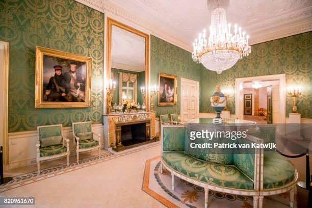 The Groene Antichambre room in Palace Noordeinde on July 22, 2017 in The Hague, Netherlands. Palace Noordeinde is the office of King Willem-Alexander...