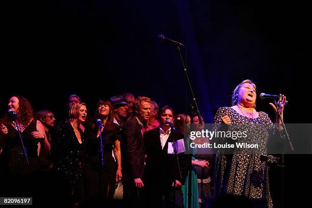 Norma Waterson performs onstage backed by an all-star chorus, including Kathryn Williams, Neil Hannon, Kamila Thompson, Sandy Dillon, Richard...