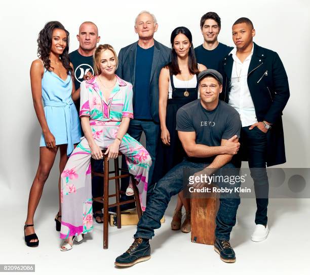 Actors Maisie Richardson-Sellers, Dominic Purcell, Caity Lotz, Victor Garber, Tala Ashe, Brandon Routh, Nick Zano and Franz Drameh from CW's 'Legends...