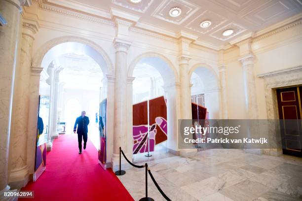 The Vestibule room in Palace Noordeinde on July 22, 2017 in The Hague, Netherlands. Palace Noordeinde is the office of King Willem-Alexander and...