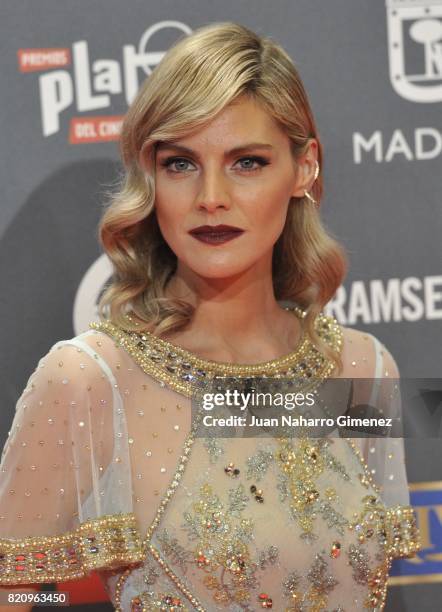 Actress Amaia Salamanca attends the 'Platino Awards 2017' photocall at La Caja Magica on July 22, 2017 in Madrid, Spain.