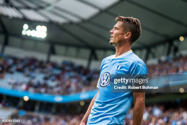 Markus Rosenberg of Malmo FF during the Allsvenskan match between Malmo FF and Jonkopings Sodra IF at Swedbank Stadion on July 22, 2017 in Malmo,...