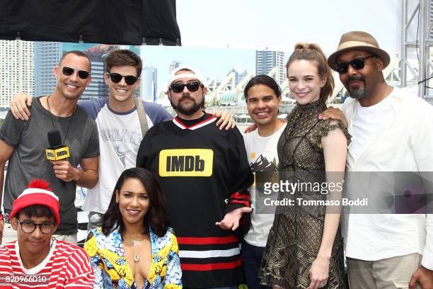 Actors Tom Cavanagh, Grant Gustin, Carlos Valdez, Danielle Panabaker, Jesse Martin, Keiynan Lonsdale, Candice Patton and host Kevin Smith on the...