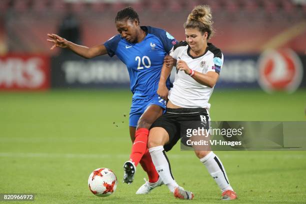 Kadidiatou Diani of France women, Nadine Prohaska of Austria women during the UEFA WEURO 2017 Group C group stage match between France and Austria at...