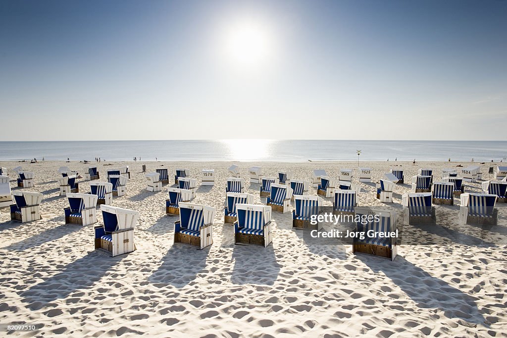 Wicker chairs on beach