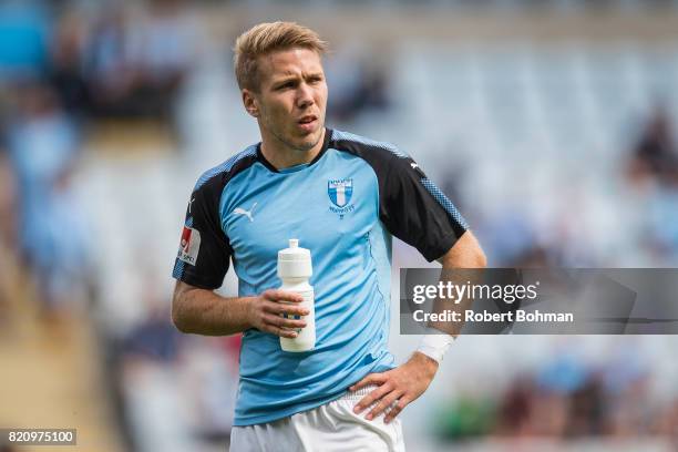 Anton Tinnerholm of Malmo FF ahead of the Allsvenskan match between Malmo FF and Jonkopings Sodra IF at Swedbank Stadion on July 22, 2017 in Malmo,...