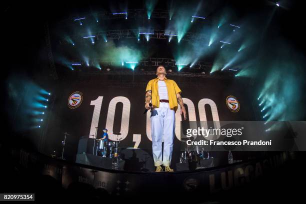 Macklemore of Macklemore & Ryan Lewis performs on stage during Lucca Summer Festival 2017 on July 22, 2017 in Lucca, Italy.