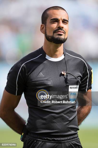 Referee Mohammed Al-Hakim ahead of the Allsvenskan match between Malmo FF and Jonkopings Sodra IF at Swedbank Stadion on July 22, 2017 in Malmo,...
