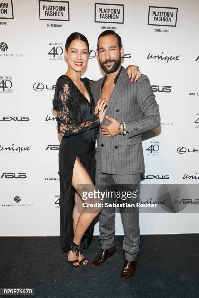 Rebecca Mir and Massimo Senato attend the Unique after party during Platform Fashion July 2017 at Areal Boehler on July 22, 2017 in Duesseldorf,...