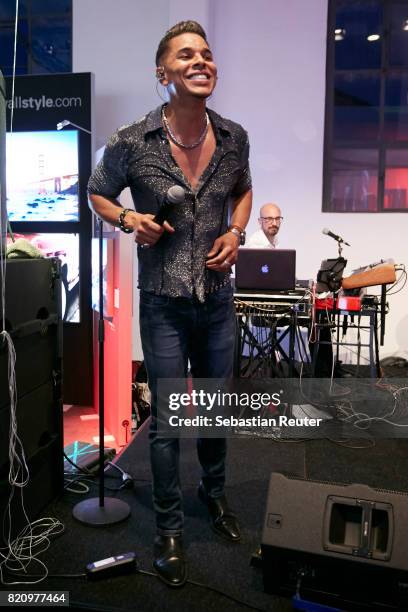 Colin Rich sings at the Unique after party during Platform Fashion July 2017 at Areal Boehler on July 22, 2017 in Duesseldorf, Germany.