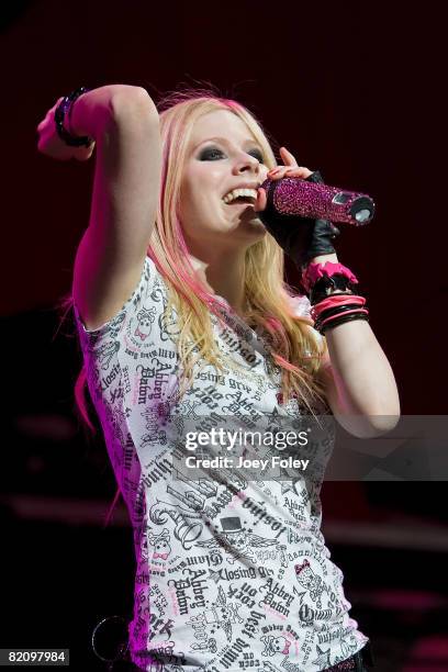 Avril Lavigne performs live in concert at the Riverbend Music Center on July 28, 2008 in Cincinnati,Ohio.