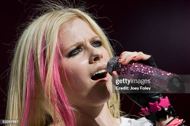 Avril Lavigne performs live in concert at the Riverbend Music Center on July 28, 2008 in Cincinnati,Ohio.