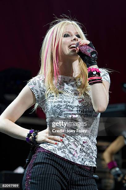 Avril Lavigne performs live in concert at the Riverbend Music Center on July 28, 2008 in Cincinnati,Ohio.