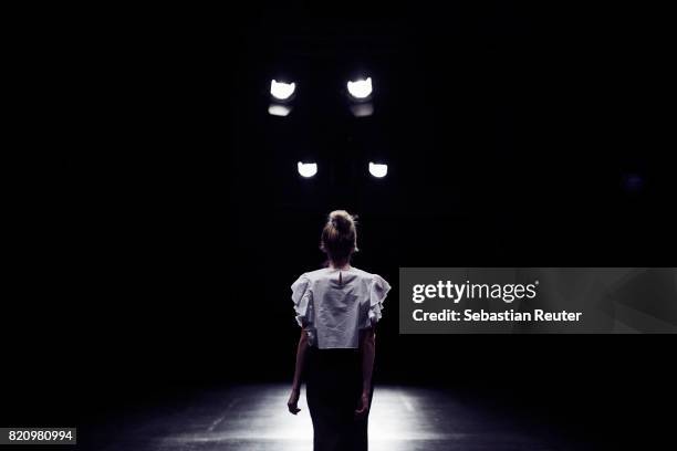 Model is seen backstage ahead of the 3D Fashion Presented By Lexus/Voxelworld show during Platform Fashion July 2017 at Areal Boehler on July 22,...