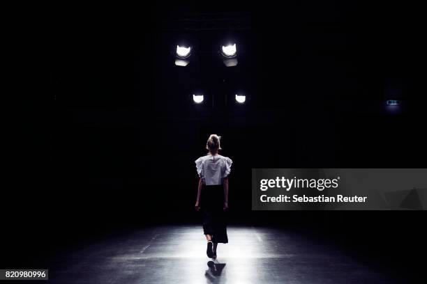Model is seen backstage ahead of the 3D Fashion Presented By Lexus/Voxelworld show during Platform Fashion July 2017 at Areal Boehler on July 22,...