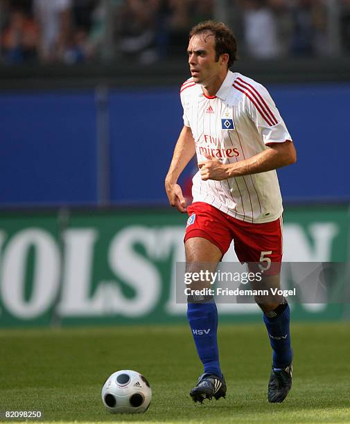 Joris Mathijsen of Hamburg running with the ball during a pre season friendly match between Hamburger SV and Manchester City at the HSH Nordbank...