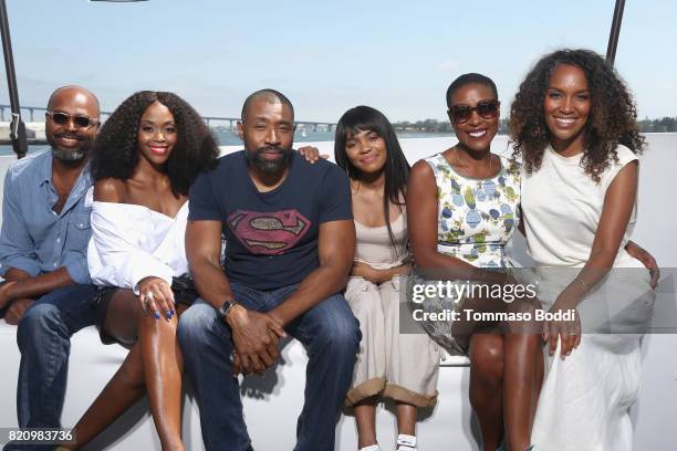 Director Salim Akil, actors Nafessa Williams, Cress Williams, China Anne McClain, Christine Adams and Mara Brock Akil on the #IMDboat at San Diego...